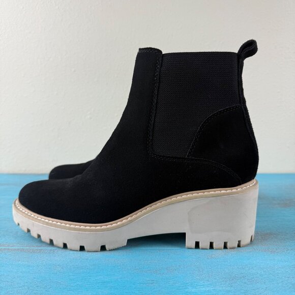 Dolce Vita Haddie Chelsea Black Suede Chunky Y2k Retro Boots Size 9 - Picture 4 of 9